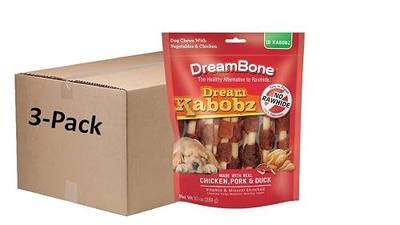 DreamBone Dream Kabobz, Rawhide-Free Chews for Dogs, 54 Count (3 Packs of 18 Count)