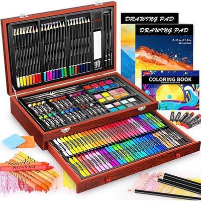 Caliart Art Supplies Kit, 153-Pack Deluxe Drawing Art Set Painting Coloring | 2 A4 Sketch Pads, Coloring Book, Colored Pencils, Crayons, Crafts Gifts for Artists Teen Girls Boys Kids Adults