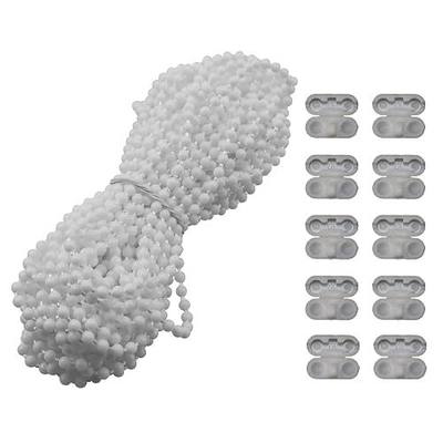 MEETOOT Blinds Pull Bead Chain Repairer Kit 10 Meter 10.94 Yards Plastic Roller Blind Roman Vertical Shade Beaded Chain Pull Cord Window Curtain Beads Rope with 10pcs Connectors, White
