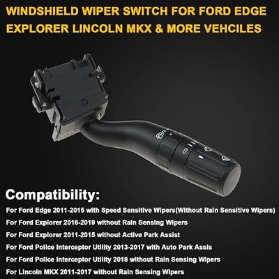 Windshield Wiper Switch For Ford Explorer 2011 2012 2013 2014 2015 2016 2017 2018 2019, Edge 2011-2015, Ford Police Interceptor Utility 2013-2018, Lincoln MKX 2011-2017 Replaces DB5Z-17A553-AB, SW7688