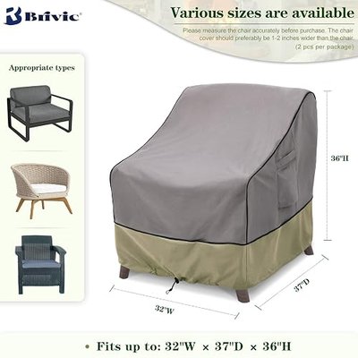 Patio Furniture Covers Waterproof for Chair, Outdoor Lawn Chair Covers Fits up to 32W x 37D x 36H inches(2Pack), Grey