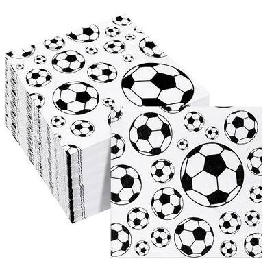 Hotop 50 Pcs Neon Napkins Glow in Dark Rainbow Soccer Napkins Birthday Disposable Paper Party Decorations Supplies(Soccer)
