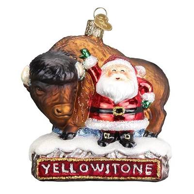Old World Christmas Santa with Bison Glass Blown Ornament for Christmas Tree, Handcrafted Holiday Decoration, Santa Collection