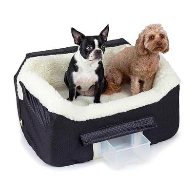 Snoozer Lookout II Car Seat with Storage Tray - Dog Car Seats for Medium Dogs, Booster Bed for Medium Sized Pets Up to 34 Lbs, Elevated, Washable - Large, Black Diamond | Dog booster car seat, Helps alleviate travel sickness & fear, Storage tray, Removable washable cover, Great for 2 small pets