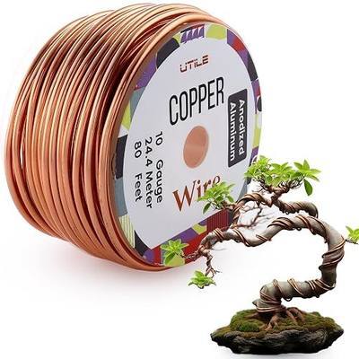 UTILE Bonsai Wire - Armature Aluminum Wire 80 ft 9 Gauge 3.7 mm Bonsai Training Wire, Tree Kit, Plant, Sculpting, Crafts, Bendable, Gardening, Beading and Jewelry Making (Copper)