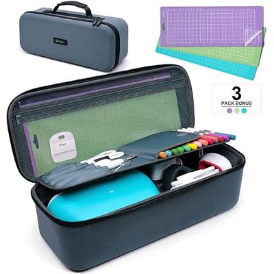 Hard Travel Case for Cricut Joy,Carrying Cases for Cricuts Easy Press Mini with 3 Cutting Mats,Waterproof Durable Portable Storage Bag for Craft Pen Set, Cutting Mat and Cricut Joys Accessories