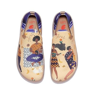 UIN Platform Slip On Shoes for Women Knit Fashion Painted Lightweight Comfortable Casual Fall Shoes Outdoor Travel Work Comfort Women's Sneakers
