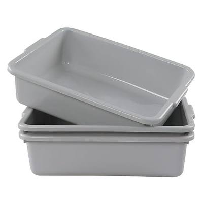 13 L Commercial Bus Tub Box, 3-Pack Dishpan Basin Tub, Grey
