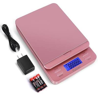 Fuzion Shipping Scale, Digital Postage Scale for Packages 86 lb/0.1oz with Hold and Tare, Postal Scale with Flip Holder, Package Scale for Small Business, Battery & AC Adapter, Rose Gold