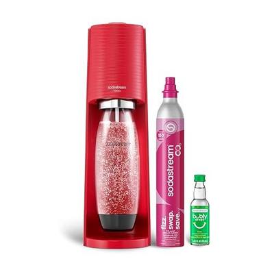 SodaStream Terra Sparkling Water Maker (Red) with CO2, Dishwasher Safe Bottle and Bubly Drop