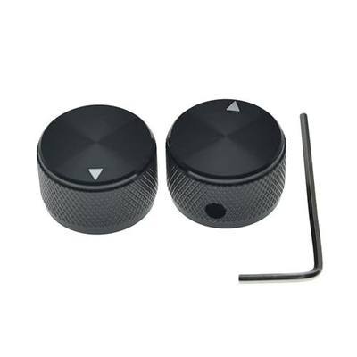 KAISH 2-Pack 63/64"(25mm) Diam. Aluminium Potentiometer Knobs 1/4" Universal Metal Pot Knobs with Indicator and Set Screw for Guitar/Bass/AMP Amplifier/Power Amplifier/Preamps/Audio Equipments Black