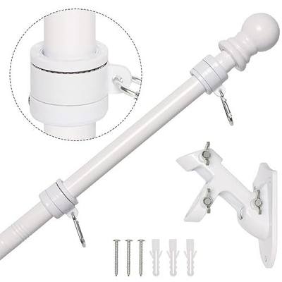 NELXINJO 5FT White Stainless Steel Flag Pole Kit for Outside House Wall | flagpoles 3x5 2x3 american flags hardware holder brackets hangers mounts