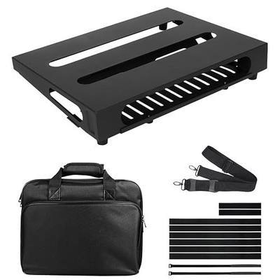 14" x 10.6" Guitar Pedal Board with Power Supply Tray, Carry Bag & Mounting Tapes Included (Black, SPB-14S)