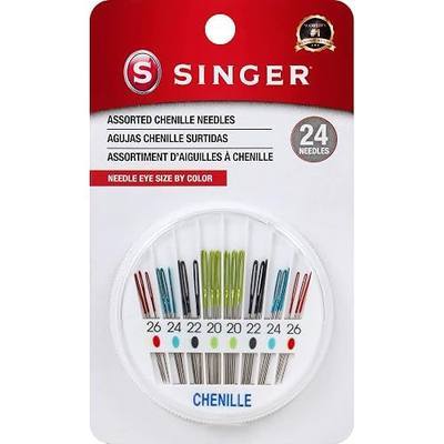SINGER Chenille Needles in Dial Compact, Assorted Sized Sewing Needles, Sizes 20, 22, 24, 26, Set of 24