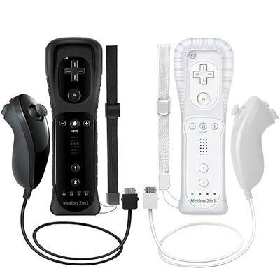 Dliaonew 2 Psck Remote Controller Build in Motion Plus and Nunchuck for Wii/Wii U