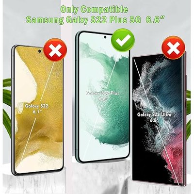 3 Pack Tempered Glass Screen Protector for Samsung Galaxy S22 Plus/S22+ 5G 6.6 inch, Ultra HD, 9H Hardness, Anti Scratch, Easy Installation