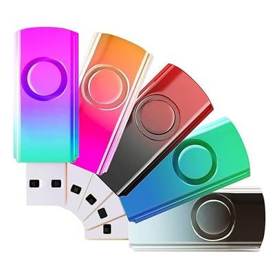 32GB 10 Pack USB Flash Drives Gradient Color USB 2.0 Memory Stick Wholesale Bulk Swivel Design Thumb Drive for Data Storage