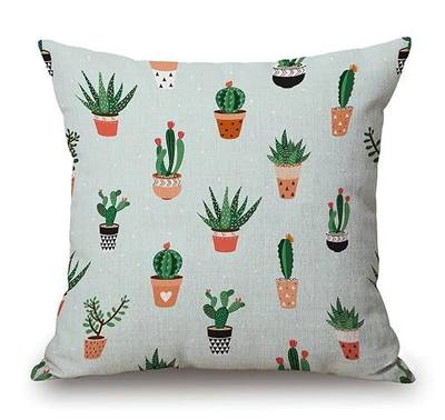 Solekla Green Cactus Cacti and Succulents Pattern Pot Botanical Throw Pillow Case Cushion Cover Couch Sofa Decorative Square 18x18 inches