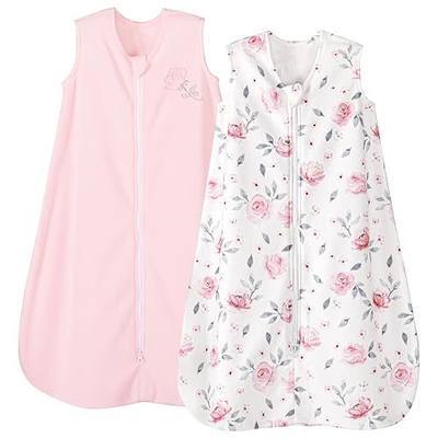 PHF Warm Micro-Fleece Baby Sleep Sack 6-12 Months, Soft Baby Wearable Blanket, 2-Way Zipper Sleeping Bags, 2 Pack Comfy Toddler Sleeping Sack for Girls, Medium Size, Floral