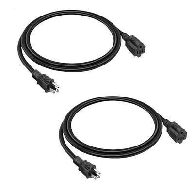 2 Pack 3FT 16AWG SJTW Heavy Duty 3 Prong ETL Extension Cord Indoor Outdoor | NEMA 5-15P to NEMA 5-15R, Indoor and Outdoor Use, ETL Listed