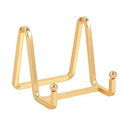 Plate Holder Easel Display Stand - 3 inch Metal Plate Stands for Display - Tabletop Picture Stand - Gold Iron Easels for Display Pictures | Photo Frames | Book | Decorative Plates | Plaque - 1 Pack