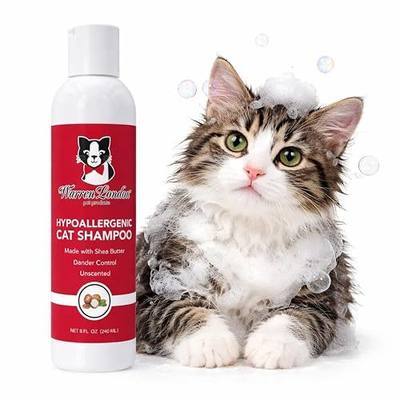 Warren London Hypoallergenic Cat Shampoo + Conditioner – Unscented 8 oz | Shea Butter Moisturizes Dry Skin & Reduces Dandruff | Soap-Free 2-in-1 for Dander & Allergy Control | Made in USA