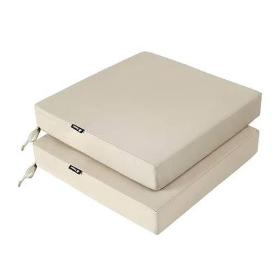 Favoyard Patio Chair Cushions 19 x 19 x 3 Inch Waterproof Outdoor Seat | Cushions for Patio Furniture 3-Year Color Fastness Garden Sofa Couch Chair Pads with Adjustable Straps Set of 2, Beige