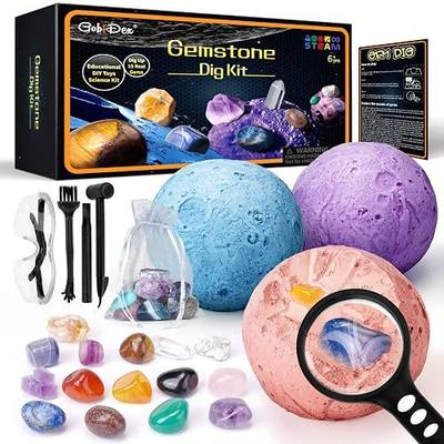 GobiDex Gemstones Dig Kit, Solar System Science Kit for Kids, Excavate 15 Real Gems, STEM Educational Space Toys Planet Collection Kit, Archaeology Geology Science Projects Gift for Boys&Girls Age 6+