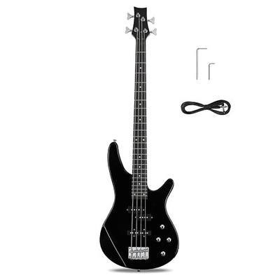 Ktaxon 4 String Electric Bass Guitar, Full Size Bass Guitar Kit (Black) | Standard Right-Handed Bass Guitar Beginner Kit with Cable and Wrench Tool for Beginners