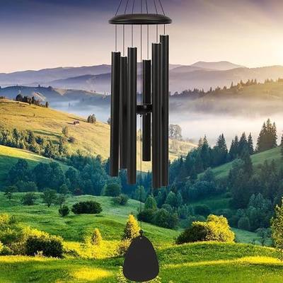 FSVGYY Wind-Chimes-Outdoor-Large-Decor, Deep Tone Soothing Melodic Tones Windchimes, Wind Chimes for Outside, Memorial Wind Chime Best Gift for Mom Women Grandma Neighbors(32" Black)
