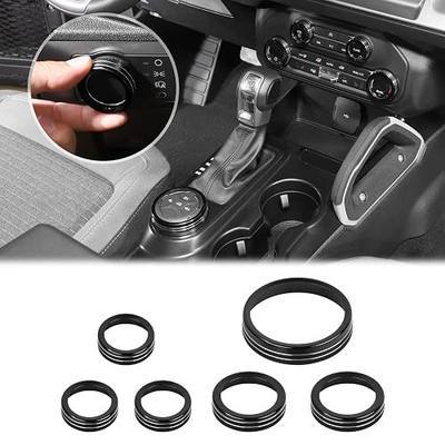 JWWY Air Conditioner Headlight Switch Knob 4WD Wheel Drive Trailer Gear Switch Knob Cover for 2021-2026+ Ford Bronco Accessories Aluminum Alloy 6PCS Black(Don't fit Bronco Sport)