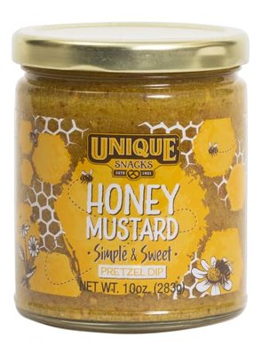 Unique Snacks Honey Mustard Dip, Whole Grain Mustard Seeds, Pretzel Dip, Non-GMO Dips and Spreads, Pack of 2 | White Wine, Paste Jar, Tangy and Sweet, Sandwich Spread, Salad Dressing, Marinade, Glaze