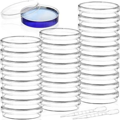 Bekith 100 Pack Plastic Petri Dishes with Lids, 60mm Dia x 15mm Deep Sterile Clear Petri Dishes with 100Pcs Plastic Transfer Pipettes (3ml) for Lab, Science, Experiment