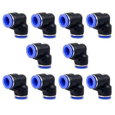 Elbow Push to Connect Fitting, 1/4" OD Pneumatic Air Line 90 Degree Quick Push Lock Adapter (Pack of 10)