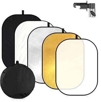 Reflector Photography 59 x 79 in/150 x 200cm 5-in-1 Collapsible Oval Light Reflectors Diffuser for Photography with Holder Cilp and Carring Case for Studio, Outdoor Lighting and Shooting