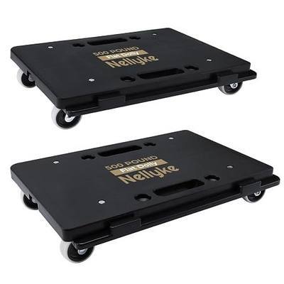 Nellyke Furniture Dolly, 2 Pack Small Flat Moving Dolly, Furniture Movers with 4 Wheels, 500Lbs Capacity, Connectable and Portable Dollies for Heavy Appliance, Black