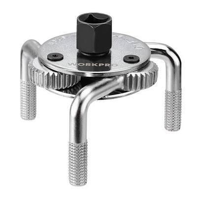 WORKPRO Adjustable Oil Filter Wrench, Universal 3"–5-1/2" (76–140mm) | Heavy Duty 3-Jaw Oil Filter Removal Tool, Professional Auto Repair Tool for Car, Truck, SUV, Tractor, and Motorcycle