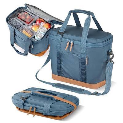 CleverMade Pacifica Collapsible Soft Cooler Bag, 30 Can, Leakproof, Ocean | Insulated soft-sided interior keeps food & drinks ready for beach days, picnics, road trips & travel with easy carry handles