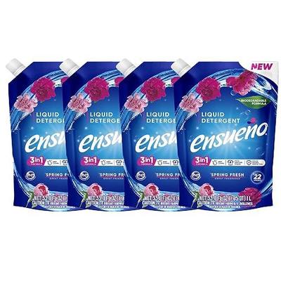 Ensueño Liquid Laundry Detergent Pouches - Spring Fresh Scent - (4 Pack) 33.8 fl oz - Deep Clean Stain-Fighting Power - Washes 88 Loads - Protects Colors