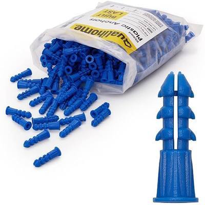 Qualihome Ribbed Plastic Drywall Anchors - Wall Anchors for Drywall - Plastic Screw Anchors for Secure Fastening (Bulk Pack, #10-12 x 1)