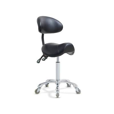 Antlu Saddle Stool Rolling Chair with Back Support,Esthetician Tattoo Dental Stool Chair,Lash Chairs for Eyelash Tech Massage Salon(Black,with Backrest)