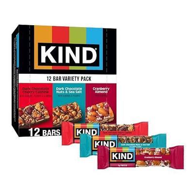 KIND Healthy Snacks Bars Variety Pack, Gluten Free, High Fiber Snacks, Cranberry Almond, Dark Chocolate Nuts & Sea Salt, Dark Chocolate Cherry Cashew, 4-6g Protein, 12 Count