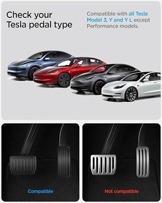Spigen Stainless Steel Performance Pedal Cover for All Model 3 and Y - for Model Y Juniper & Model Y L (Standard & Premium 2026/2025) and Model 3 Highland (Standard & Premium 2026/25/24)