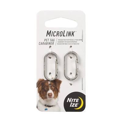 Nite IZE MicroLink Pet Tag Carabiner, Stainless Steel Cat and Dog Tag Clip, 2 Count (Pack of 1)