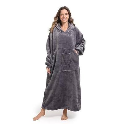 FUSSEDA Oversized Wearable Blanket Sweatshirt, Thick Warm Fleece Cozy Sherpa Hooded with Pockets and Sleeves Gift for Adult