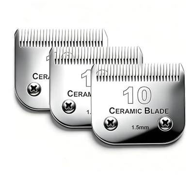 3 Pack 10 Blade Dog Grooming Blades Compatible with Andis Clippers | Dog Clipper Blades for Oster A5/Wahl KM ,Detachable Stainless Steel Blade,Size-10, 1/16-Inch Cut Length