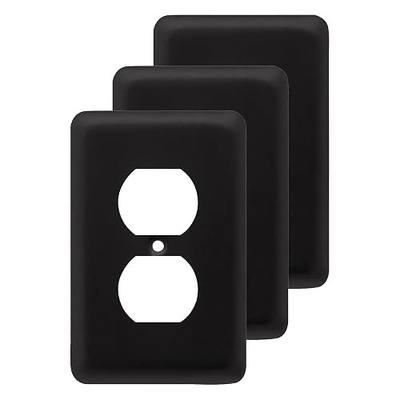 Franklin Brass Stamped Round (3-Pack) Outlet Covers Matte Black 1-Gang Wall Plate Single Duplex Switch Plates Electrical Guard W10249V-FB-C
