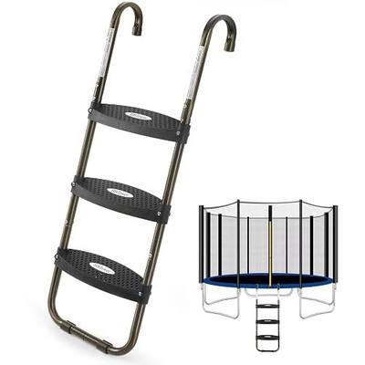 HBTower Trampoline Ladder, 3-Step Trampoline Steps with Horizontal Wide Steps, Skid-Proof Steps Universal Hook, UV Treated Steel, 220Lbs Capacity Trampoline Stairs Accessories for Kids/Children