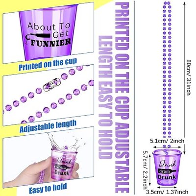 27 Pcs Shot Glass Necklaces Cups Bulk Plastic Shot Glass | Naughty for Adults and Teens, Birthday Gifts, Wedding Baseball Carnival Party Supplies