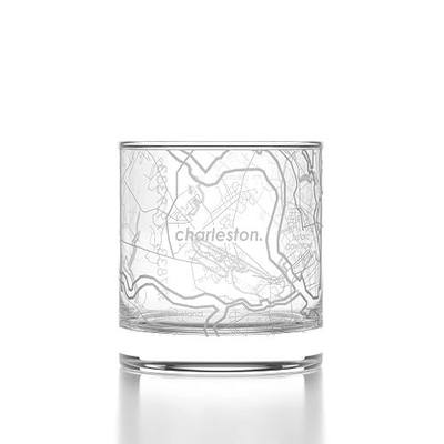 Well Told Engraved Charleston South Carolina Map Rocks Glass, Old Fashioned Whiskey Glass (11 oz, Clear) Etched Whiskey Glass, Gifts For Whiskey Lovers